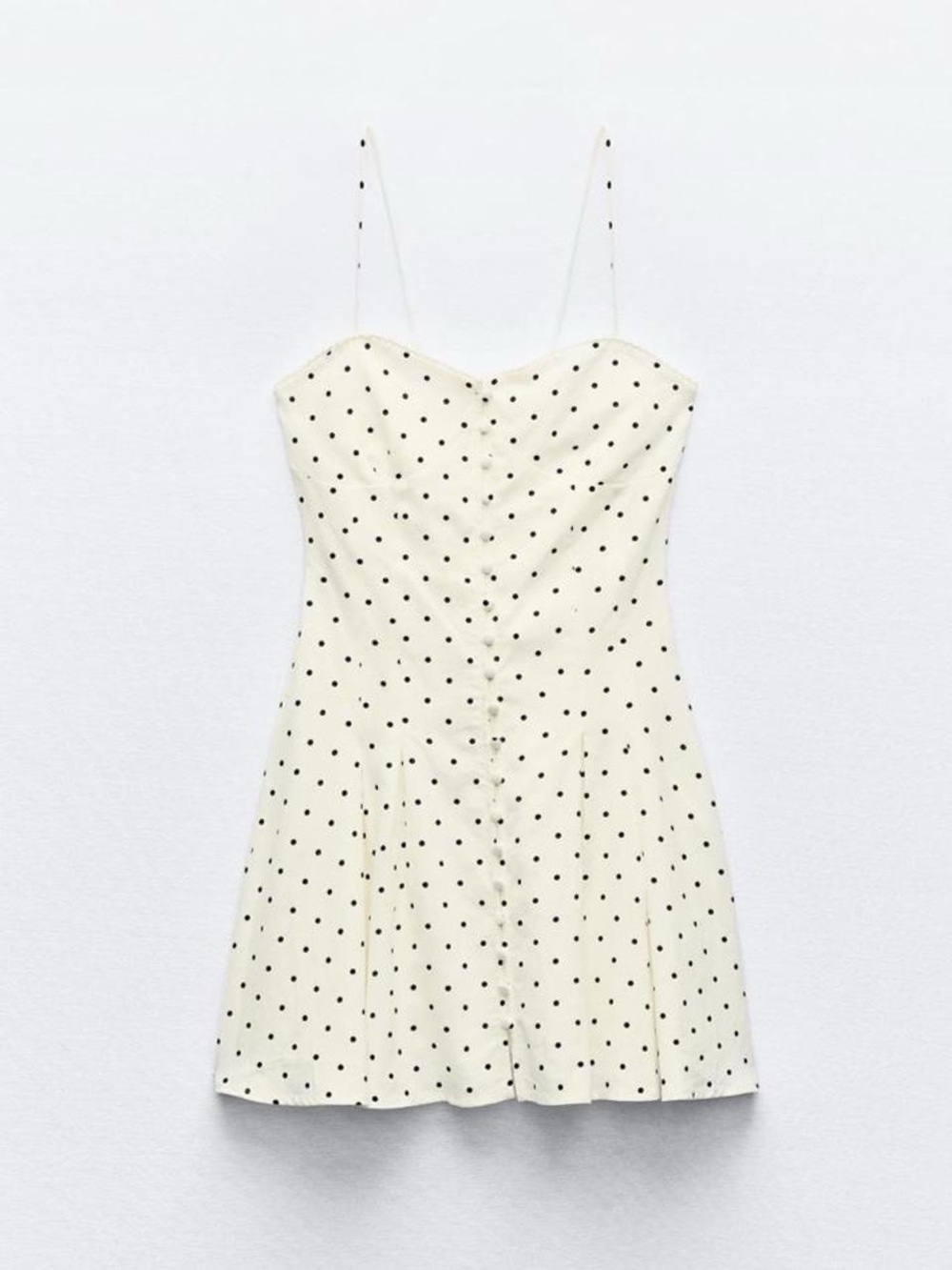 ZARA LINEN BLEND POLKA DOT MINI DRESS